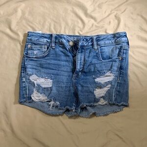 American Eagle Outfitters Blue Distressed Jean Shorts